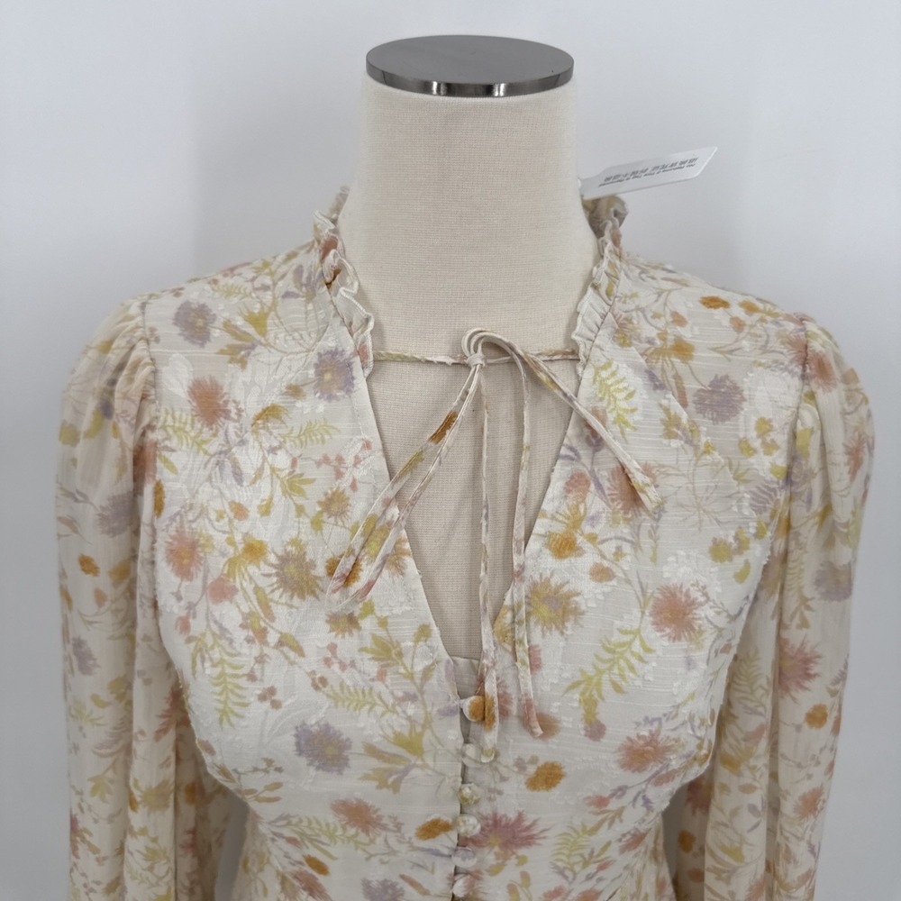 Petite Studio NYC Womens Floral Sheer Sleeve Cottage Dress Size XS Midi NEW - Picture 2 of 16